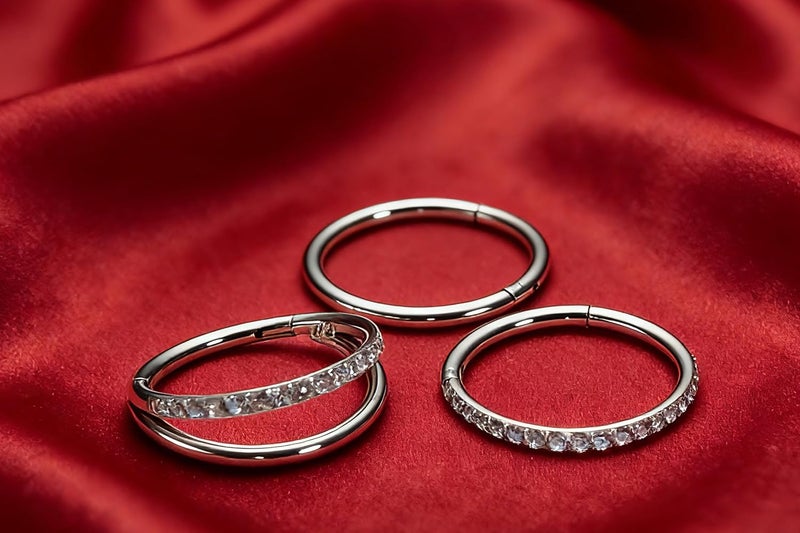 HQLA خواتم أنف هينجد كليكر سيجمنت CZ ملتوية 16G 18G 6mm 8mm 10mm حلقات هوائية هليكس غضروف دايث تراجس أقراط نوم ثقب الجسم للنساء والرجال - Image 3
